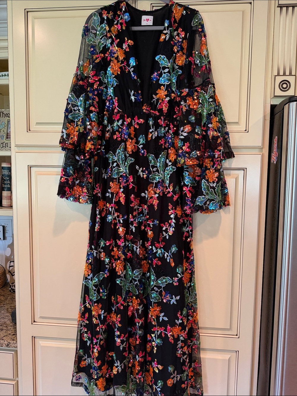 Buddy Love sequin Floral Black Maxi Dress